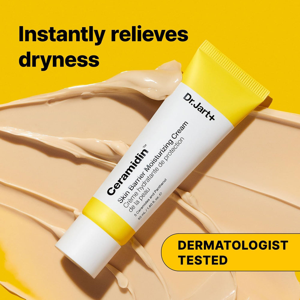 Close-up of Ceramidin cream texture demonstrating cushiony hydration on skin.
