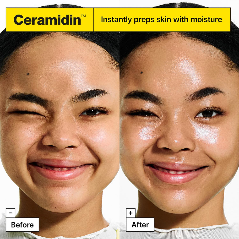 Dr.Jart+ Ceramidin skin application shows easy spreading and base hydration.