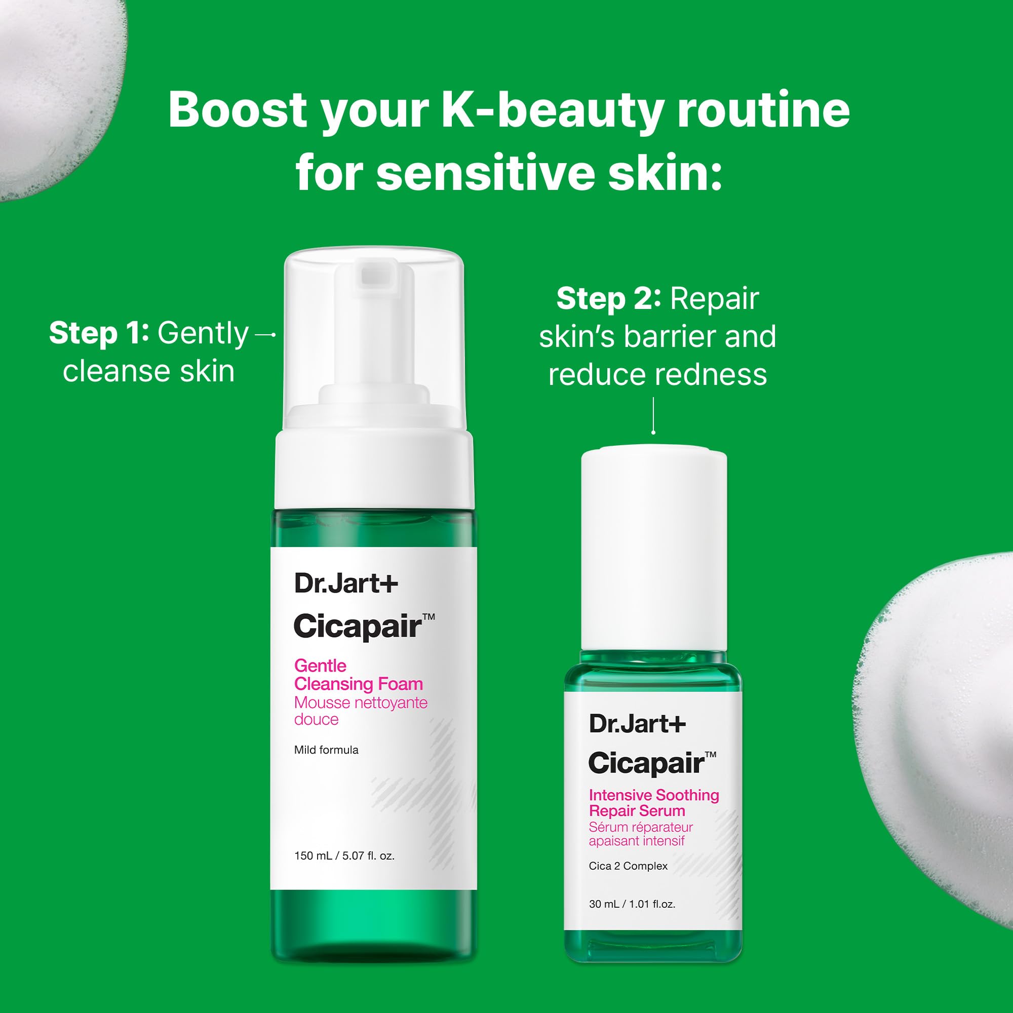 Daily morning and night skincare routine with Dr.Jart+ Cicapair cleanser.