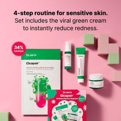 Dr.Jart+ Cicapair face mask close-up highlighting redness soothing ritual.