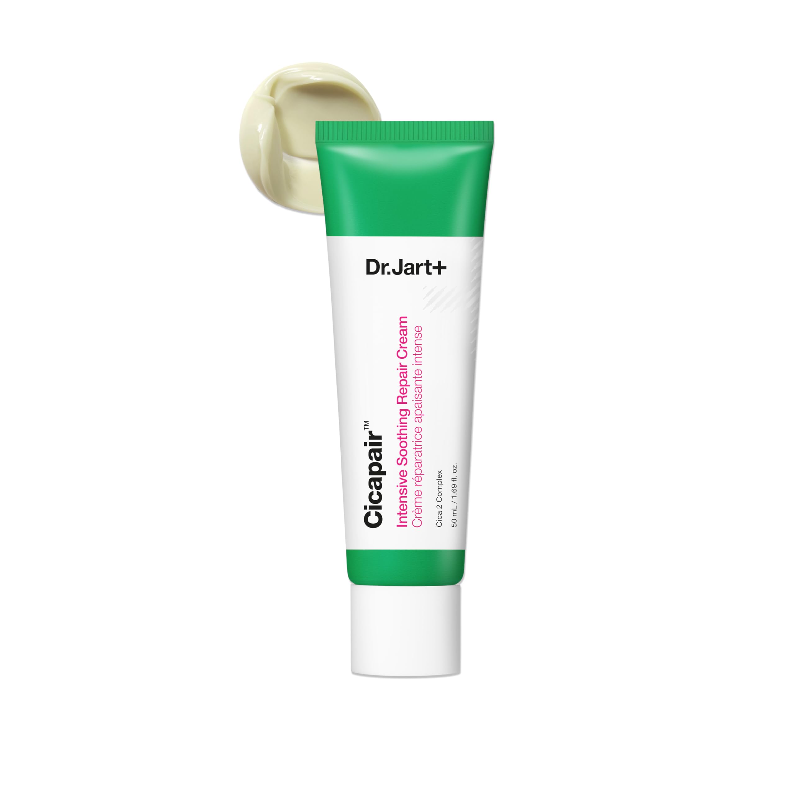 Dr.Jart+ Cicapair moisturizer bottle shows travel-friendly design for sensitive skin relief.