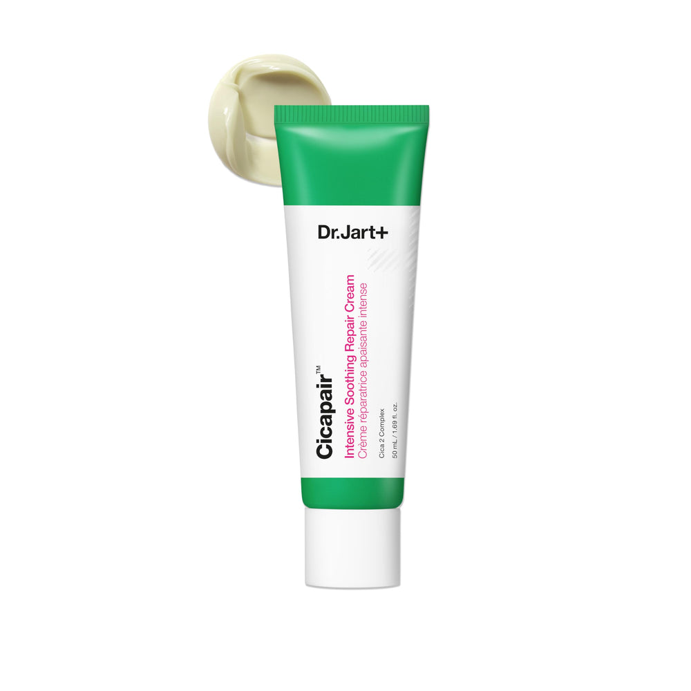 Dr.Jart+ Cicapair moisturizer bottle shows travel-friendly design for sensitive skin relief.