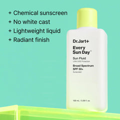 Close-up of Dr.Jart+ Sun Fluid texture highlighting thin, spreadable consistency