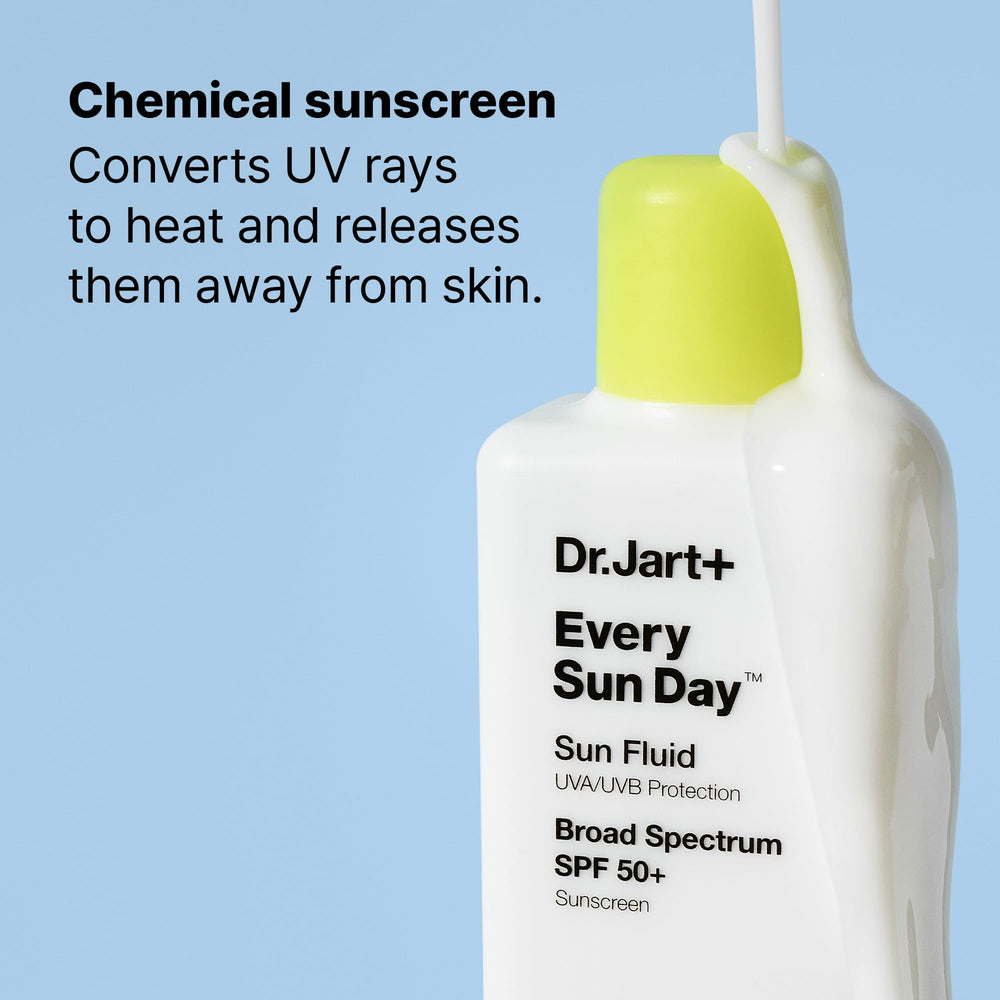 Dr.Jart+ Sun Fluid in travel-friendly bottle for on-the-go sun care