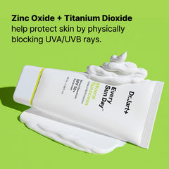 Dr.Jart+ Every Sun Day mineral formula close-up highlights zinc oxide and titanium dioxide.