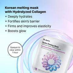 Dr.Jart+ mascarilla hidrofirmante coreana, aplicación suave que prepara la piel para mayor elasticidad y brillo.