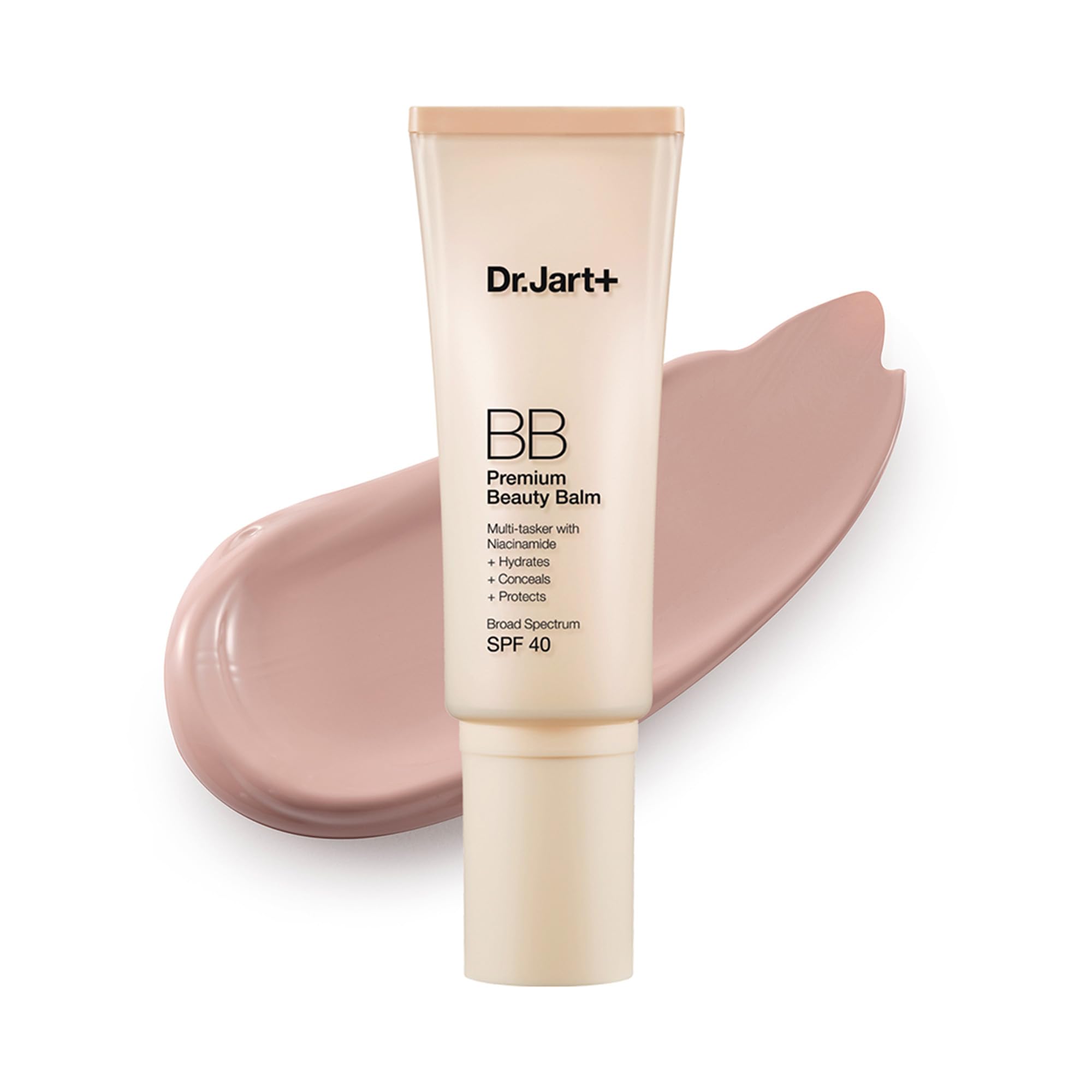Dr.Jart+ Premium BB bottle pump close-up showing SPF 40 protection for daily wear.