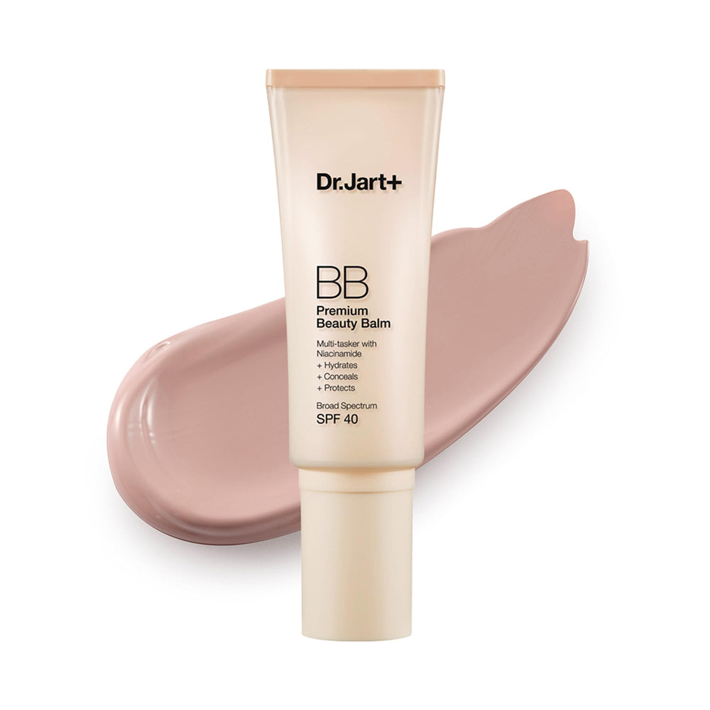 Dr.Jart+ Premium BB bottle pump close-up showing SPF 40 protection for daily wear.