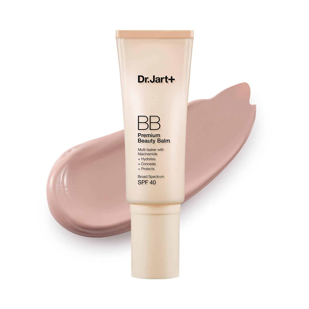 Dr.Jart+ Premium BB bottle pump close-up showing SPF 40 protection for daily wear.