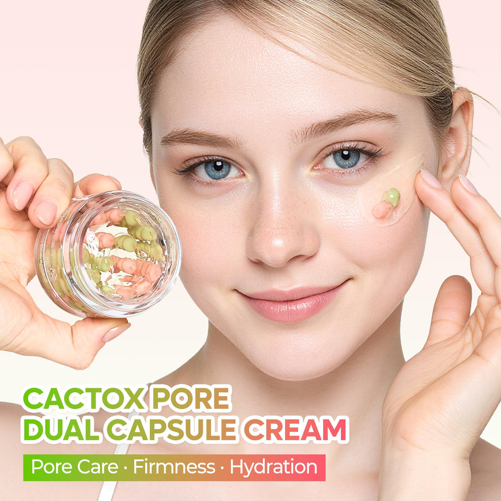 Dr.Melaxin Cactox Pore Dual Cream jar display with smooth skin promise
