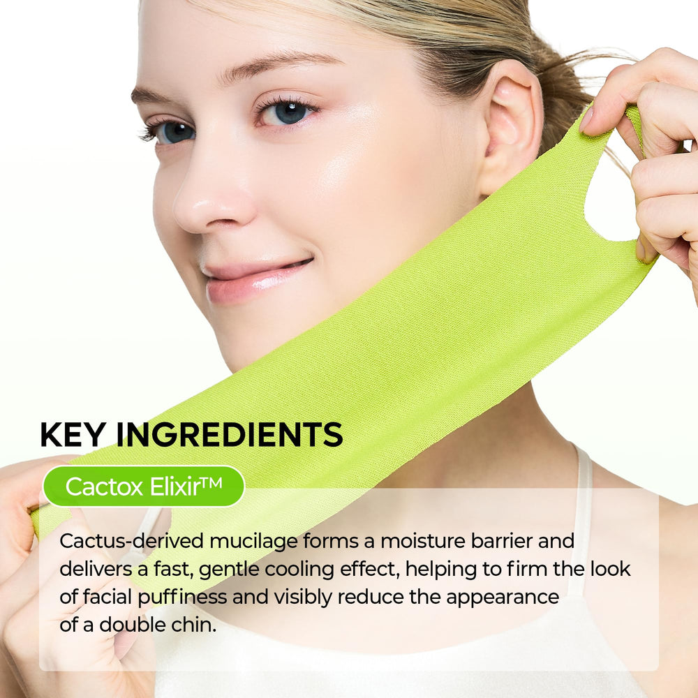 Dr.Melaxin Cactox V-Lifting Mewing Band pores tightening effect on skin texture.