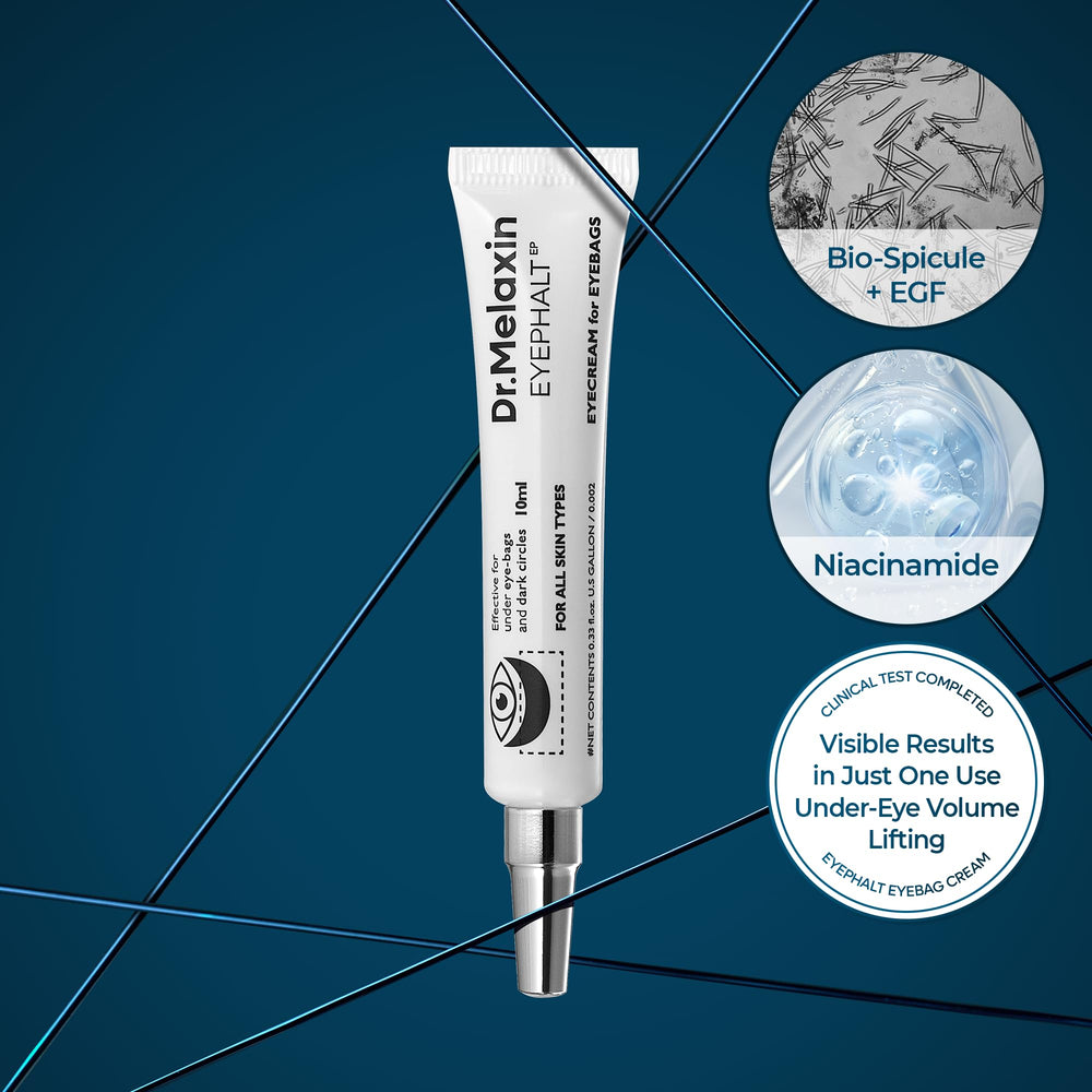 Dr.Melaxin Eyephalt Eyebag Cream being applied under the eye for hydration.