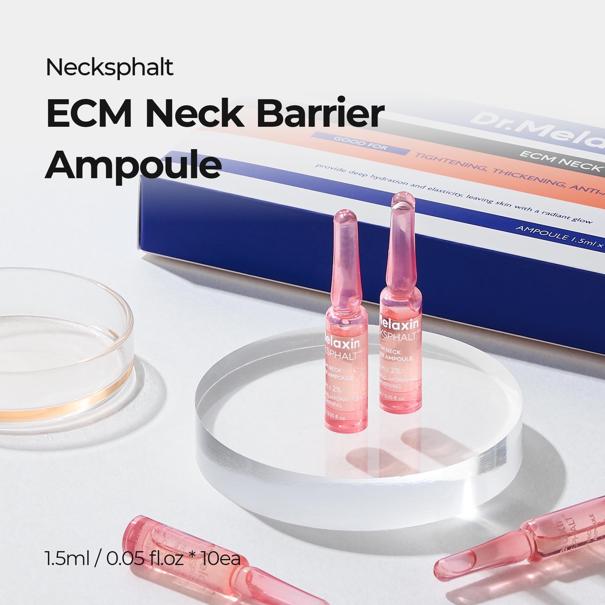 Close-up of the gel texture in Dr.Melaxin Necksphalt ampoule for neck care