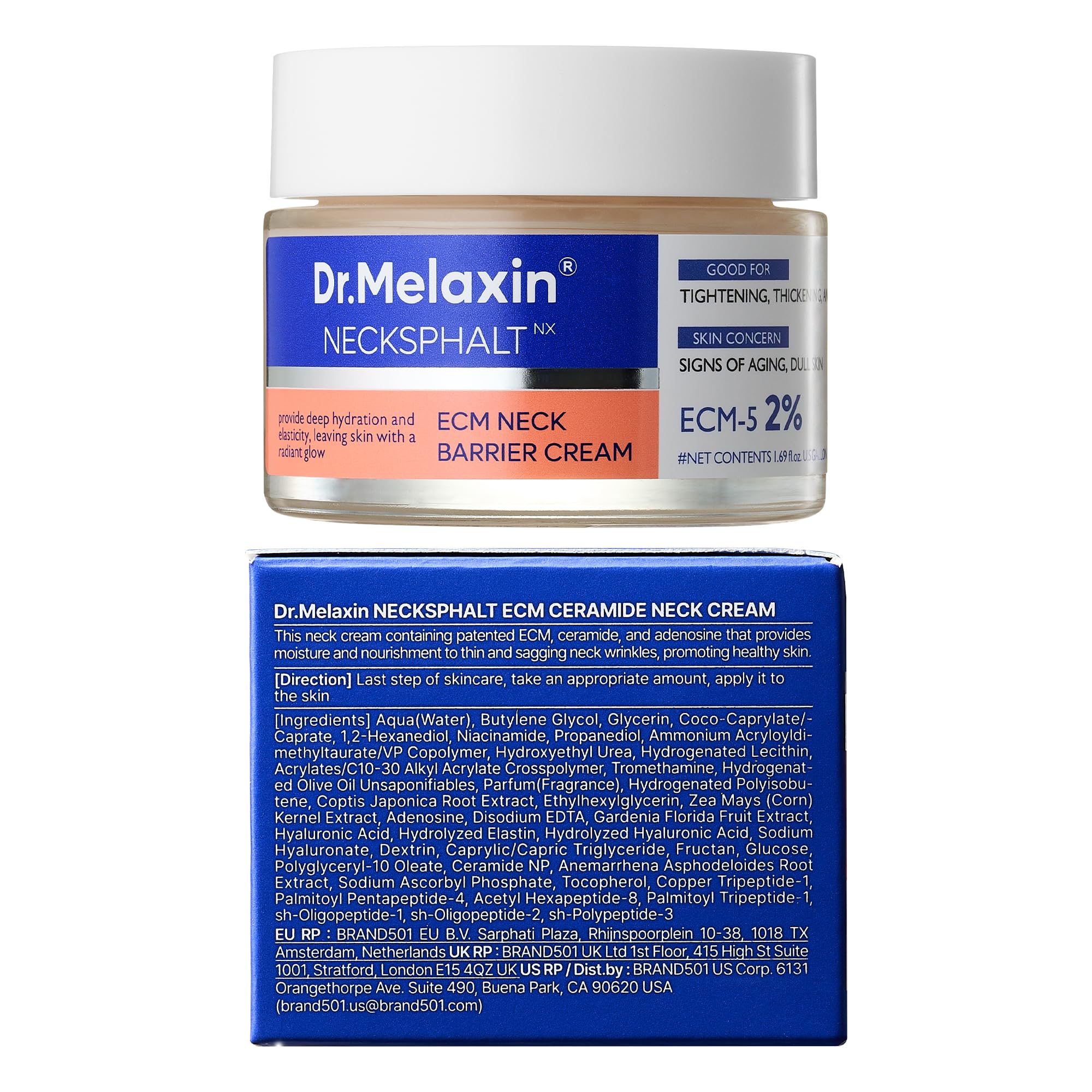 Close-up of neck area after applying Dr.Melaxin Necksphalt ECM Barrier Cream