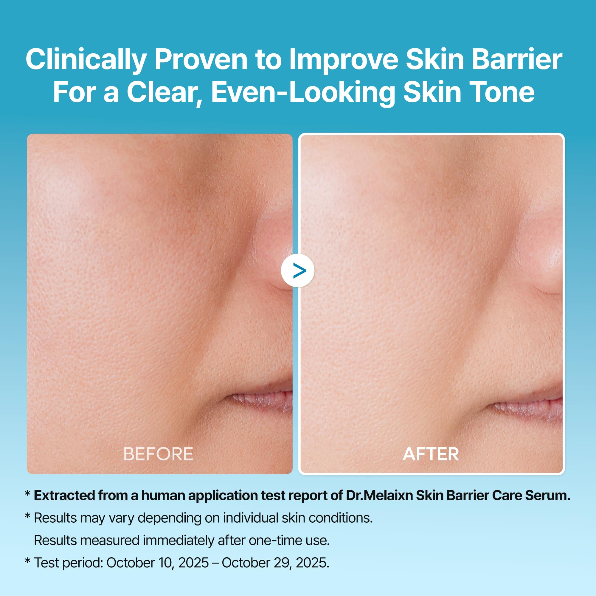 Dr.Melaxin TX Peel Shot hydrating finish image highlights comfortable after-exfoliation feel.