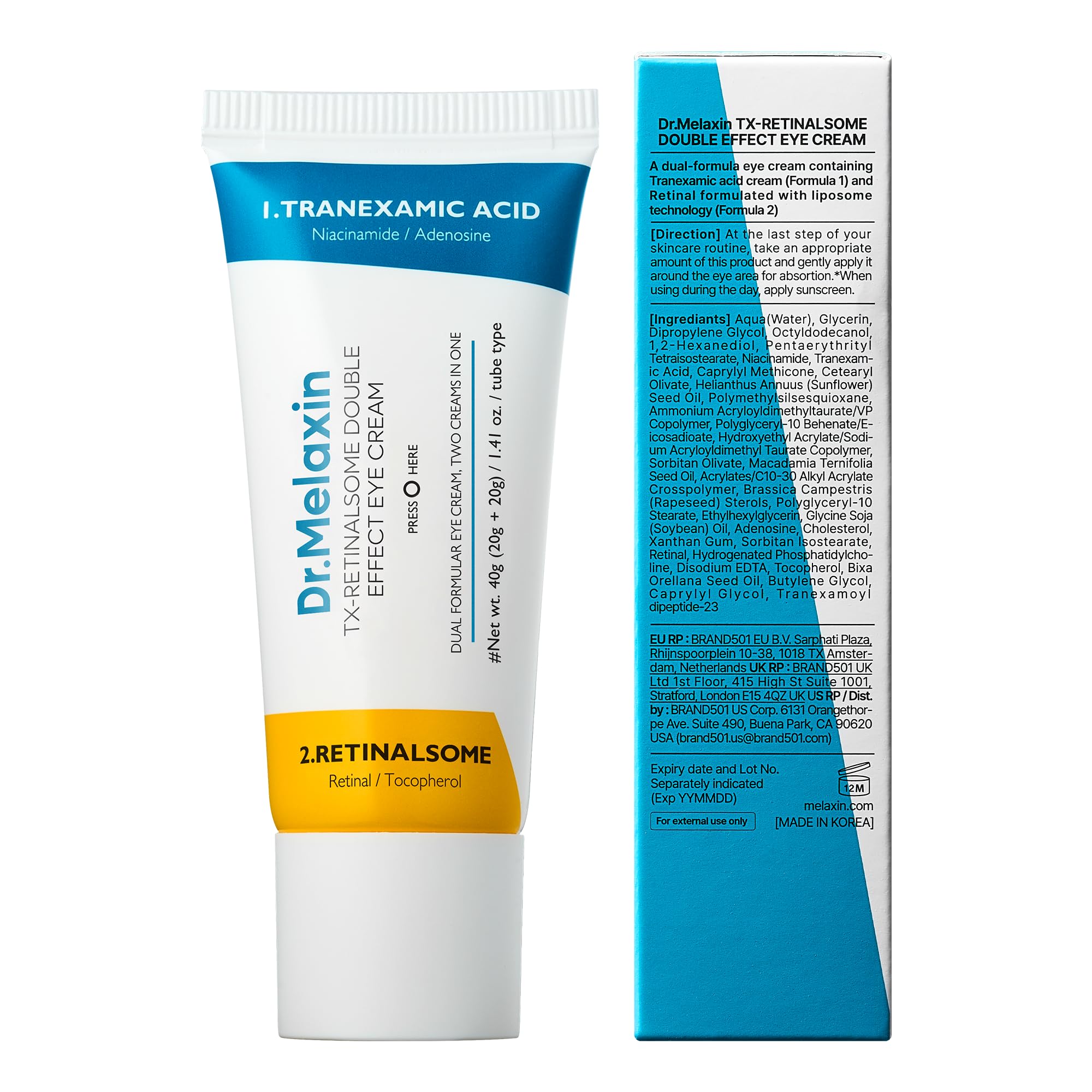 Dr.Melaxin TX hydration finish under-eye area.