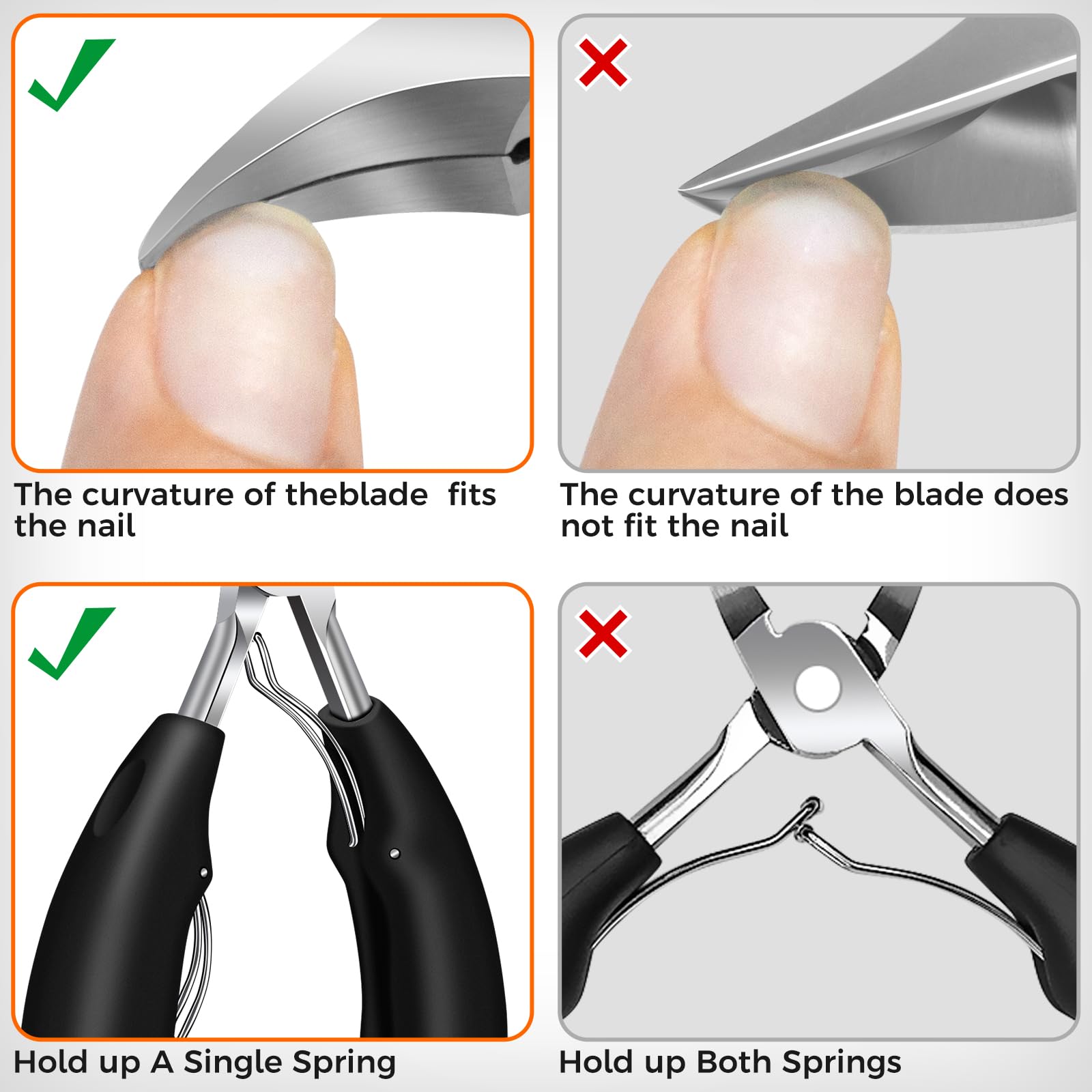 DRMODE 45-degree slanted blade aligned with natural nail shape