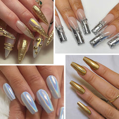 DRMODE chrome powder with mirror-finish shine enhances everyday nail looks
