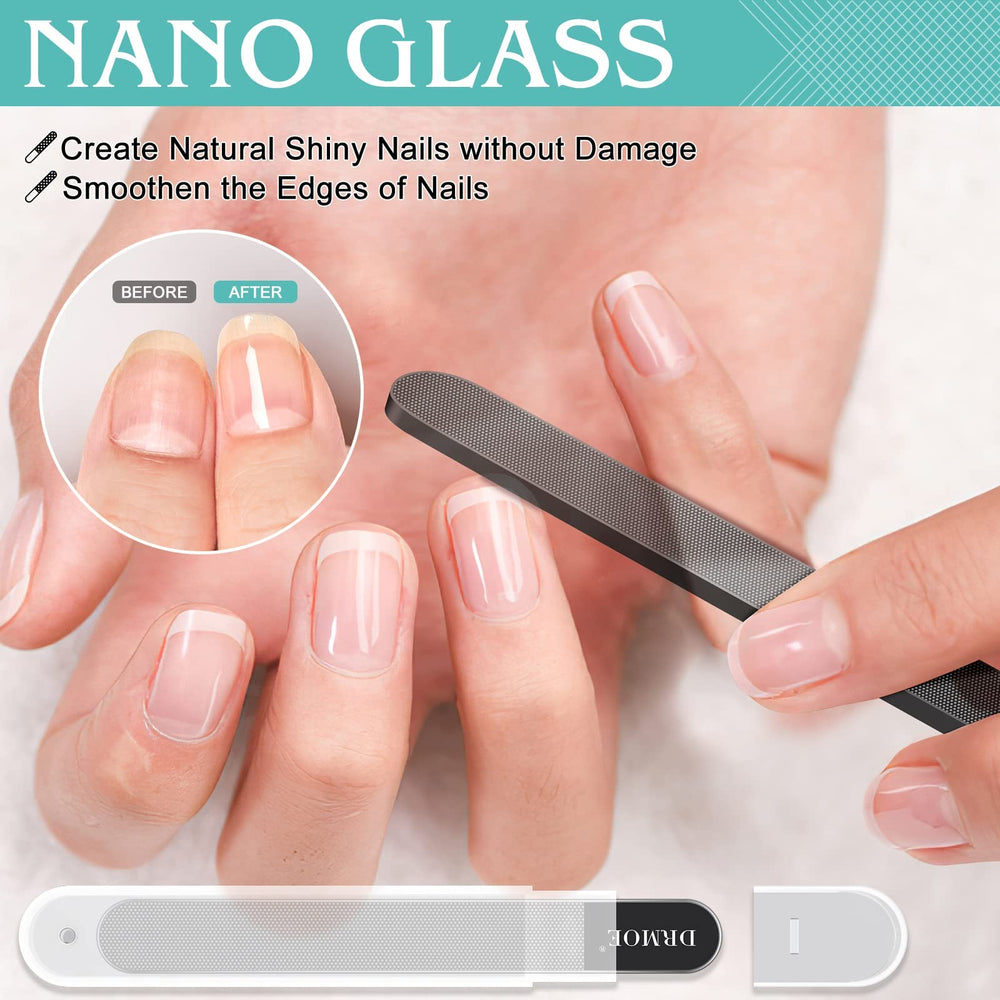 DRMODE crystal nail file double-sided smooths and buffs nails.