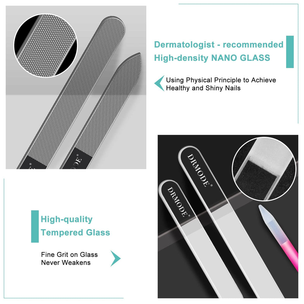 DRMODE glass cuticle tool back pushes back cuticle smoothly.