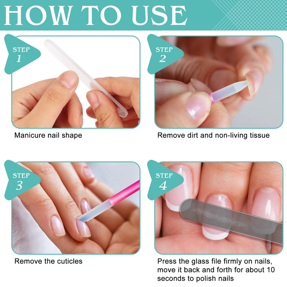 DRMODE glass cuticle tool tip removes dirt under nails.