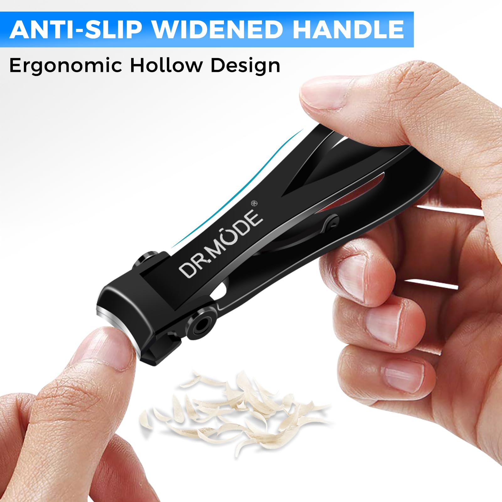 DRMODE ergonomic curved blade follows nail shape