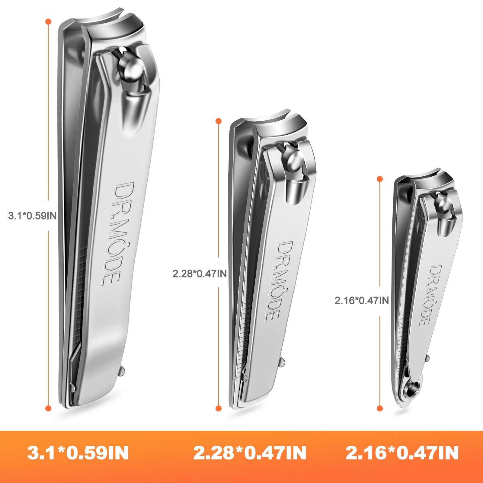 DRMODE stainless steel blades stay sharp for smooth nail trimming.