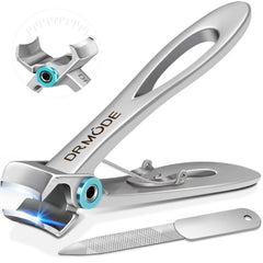 DRMODE nail clippers with wide jaw opening for thick nails, easy trimming and precision.
