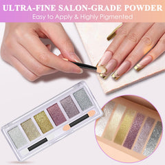 DRMODE polvo cromado plateado brillo intenso para uñas
