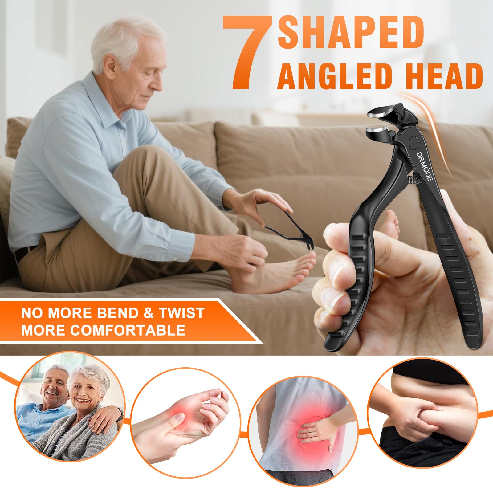 DRMODE long-handled clippers offering easier access for thick nails.