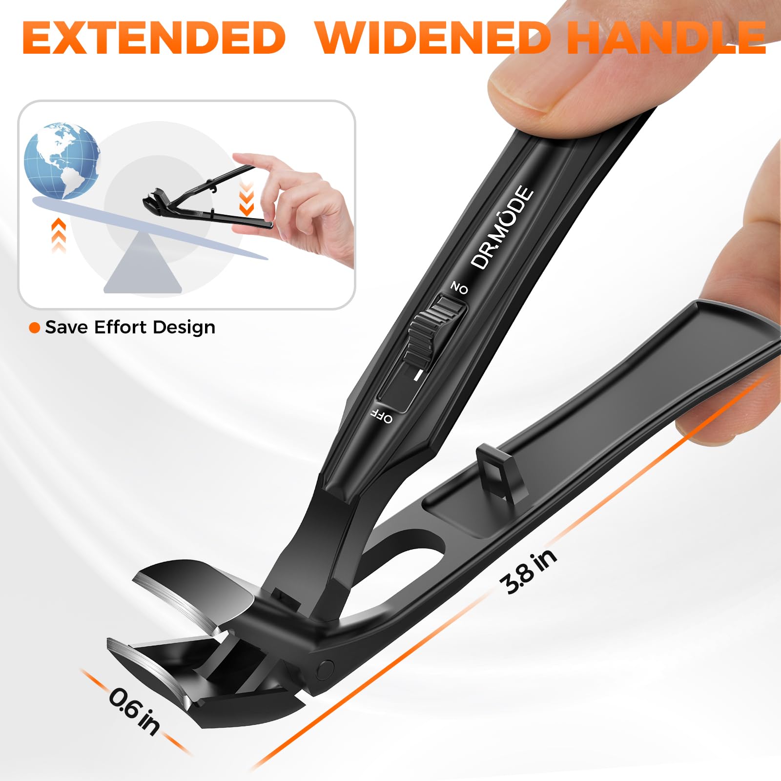 DRMODE nail clipper catcher keeps clippings off clothing and floors.