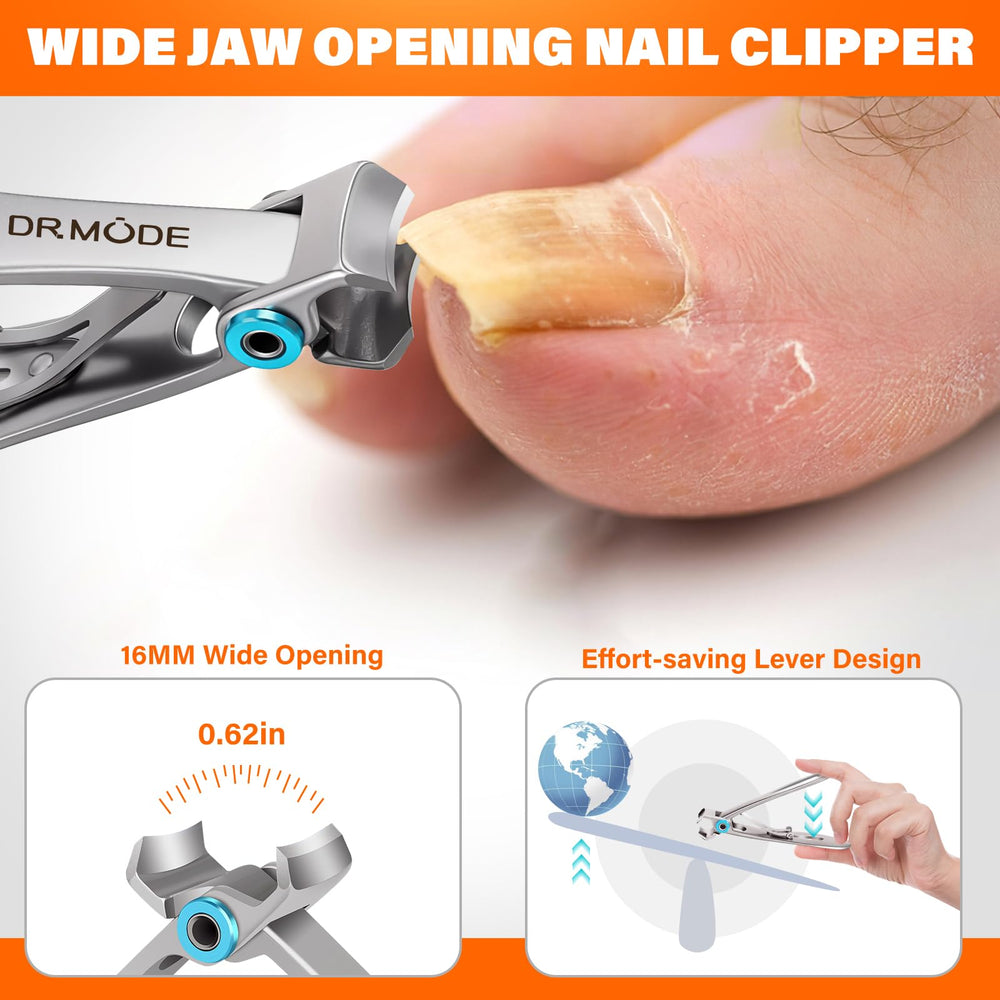 DRMODE upgraded slanted nail clippers match natural nail curves for clean trims.