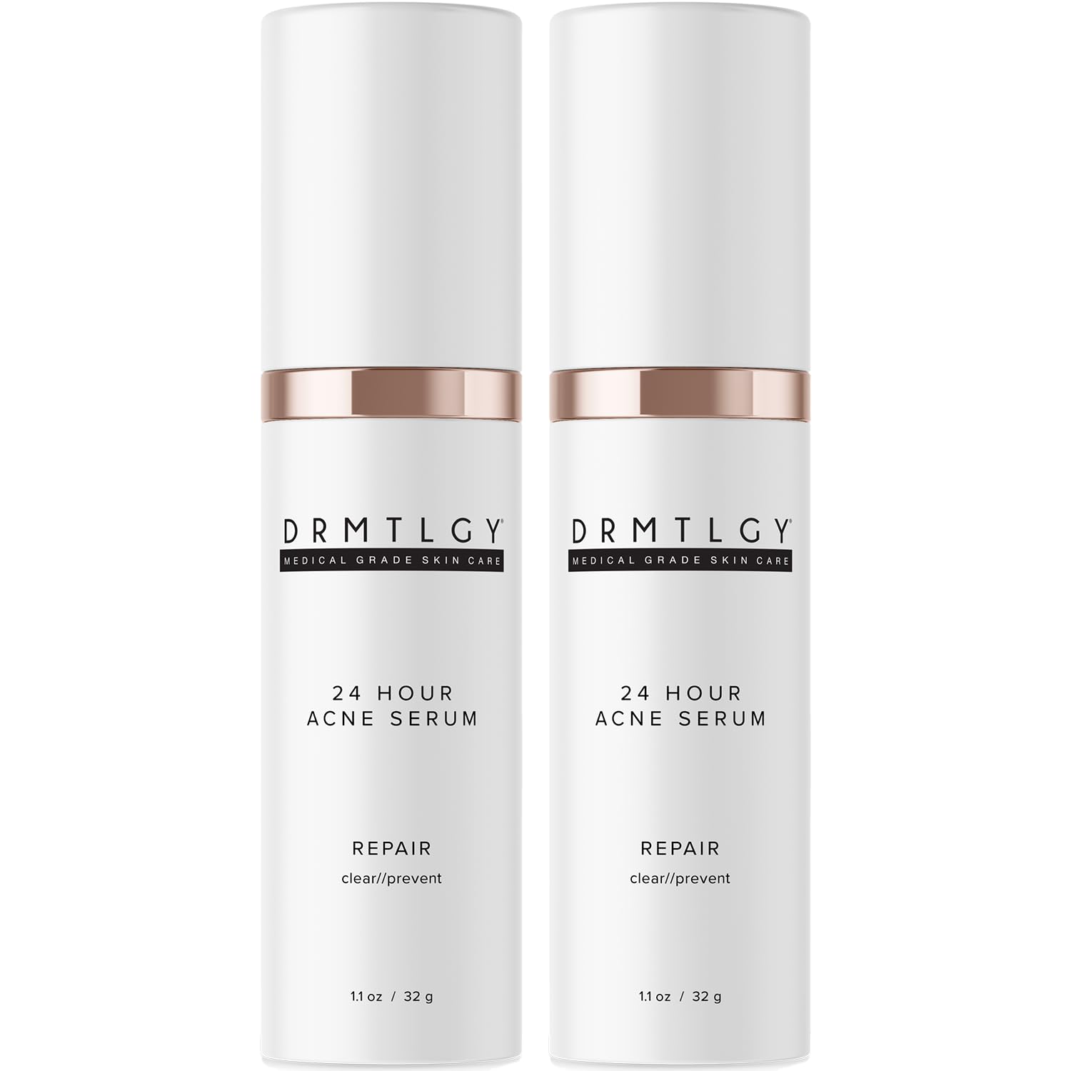 DRMTLGY acne spot treatment bottle with 5% benzoyl peroxide for targeted breakouts.
