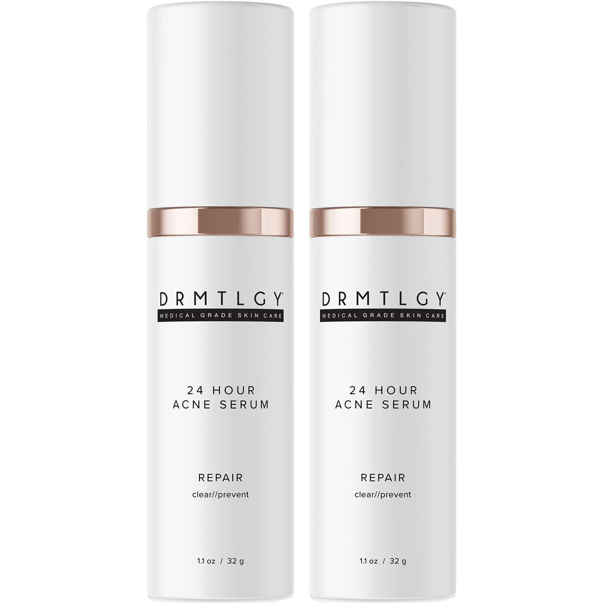 DRMTLGY acne spot treatment bottle with 5% benzoyl peroxide for targeted breakouts.