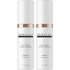 DRMTLGY acne spot treatment bottle with 5% benzoyl peroxide for targeted breakouts.