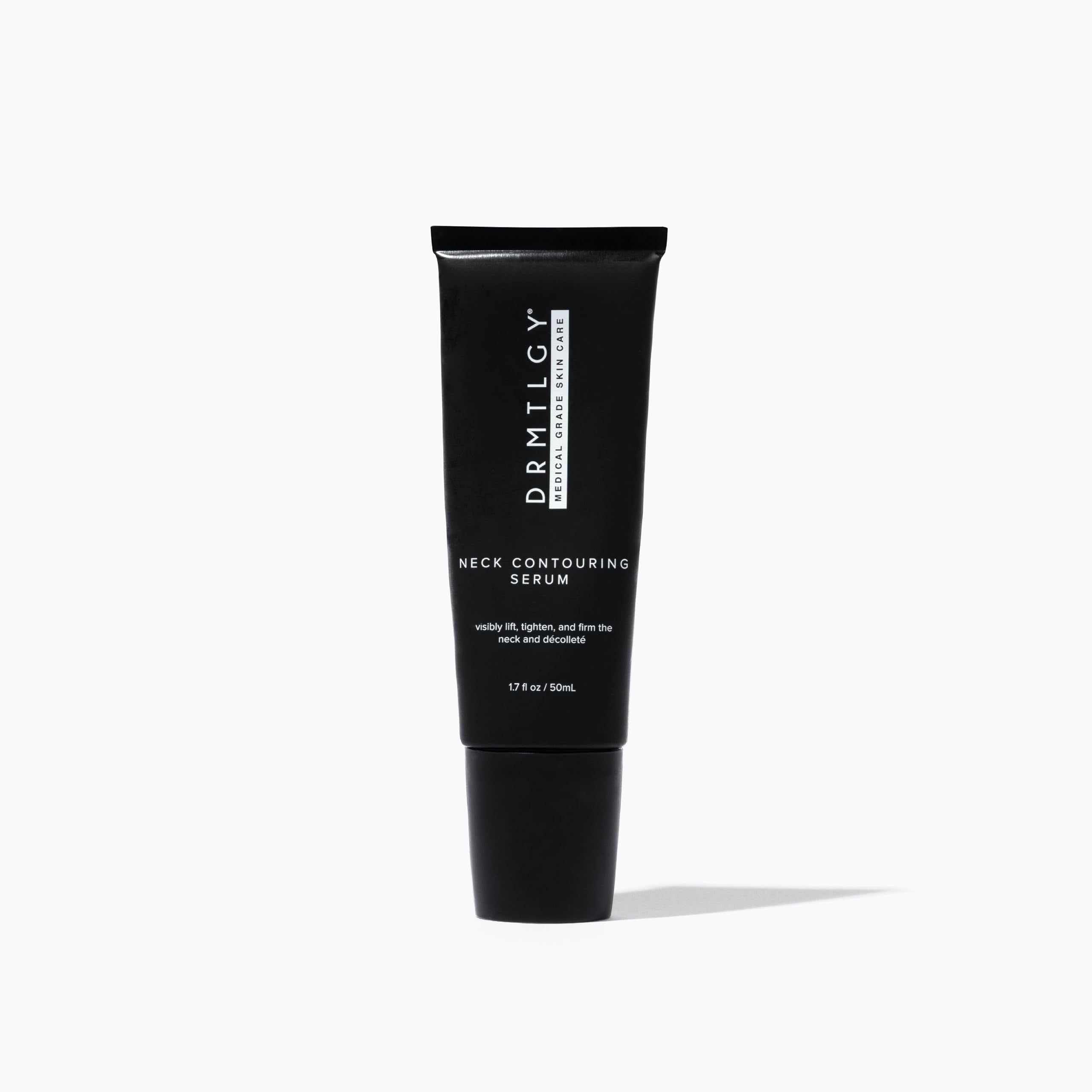 DRMTLGY Contouring Serum bottle close-up for premium neck care.