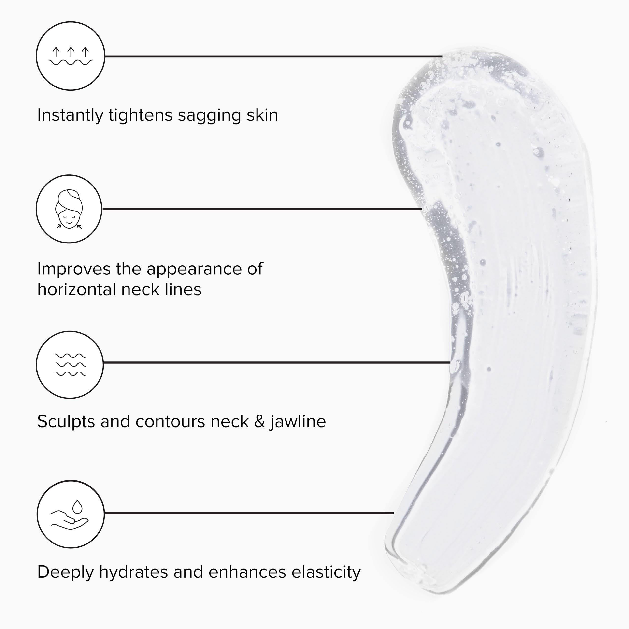 Texture swatch of DRMTLGY Contouring Serum showing creamy neck care formula.