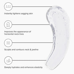 Texture swatch of DRMTLGY Contouring Serum showing creamy neck care formula.