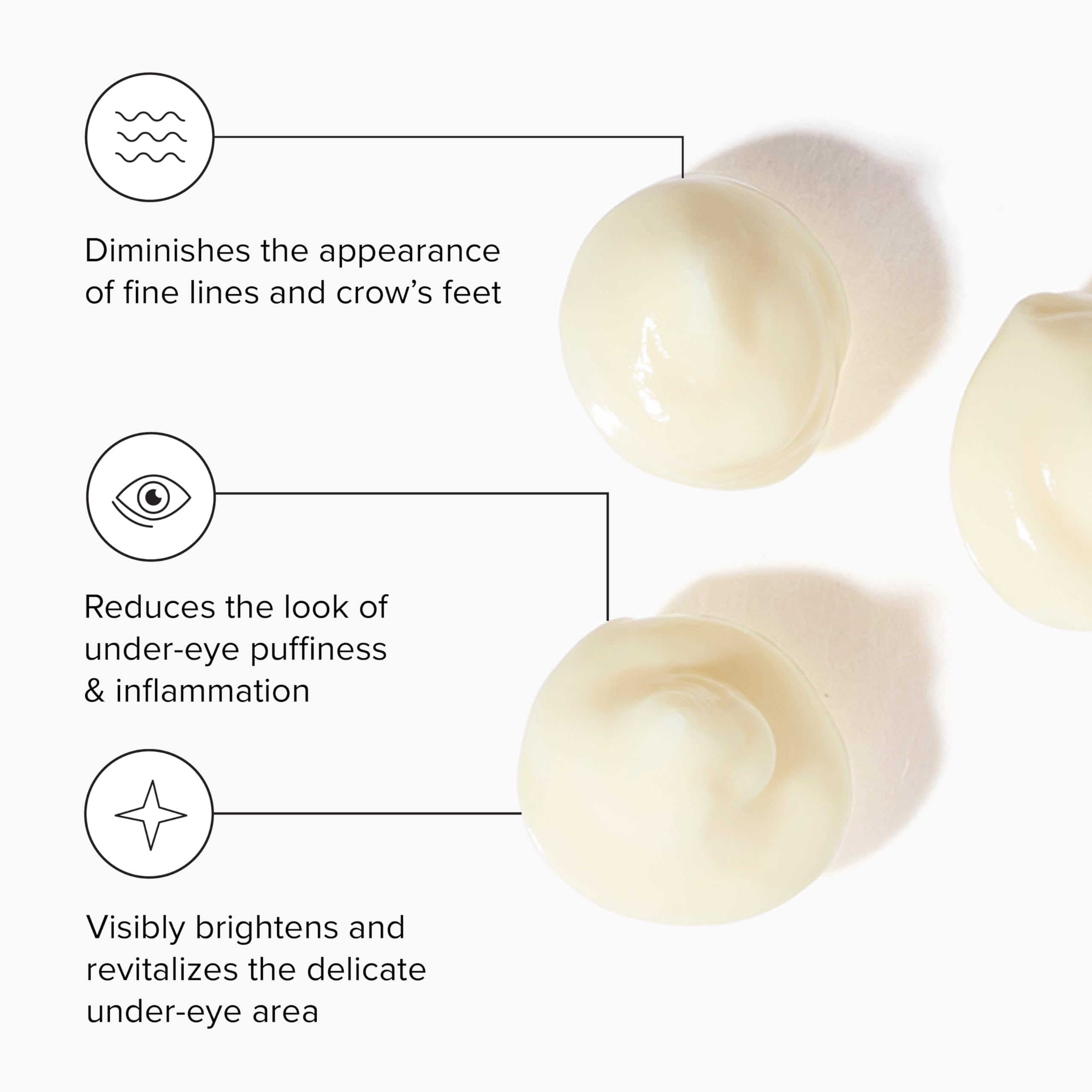 Close up of DRMTLGY HPR Eye Cream texture showing smooth glide