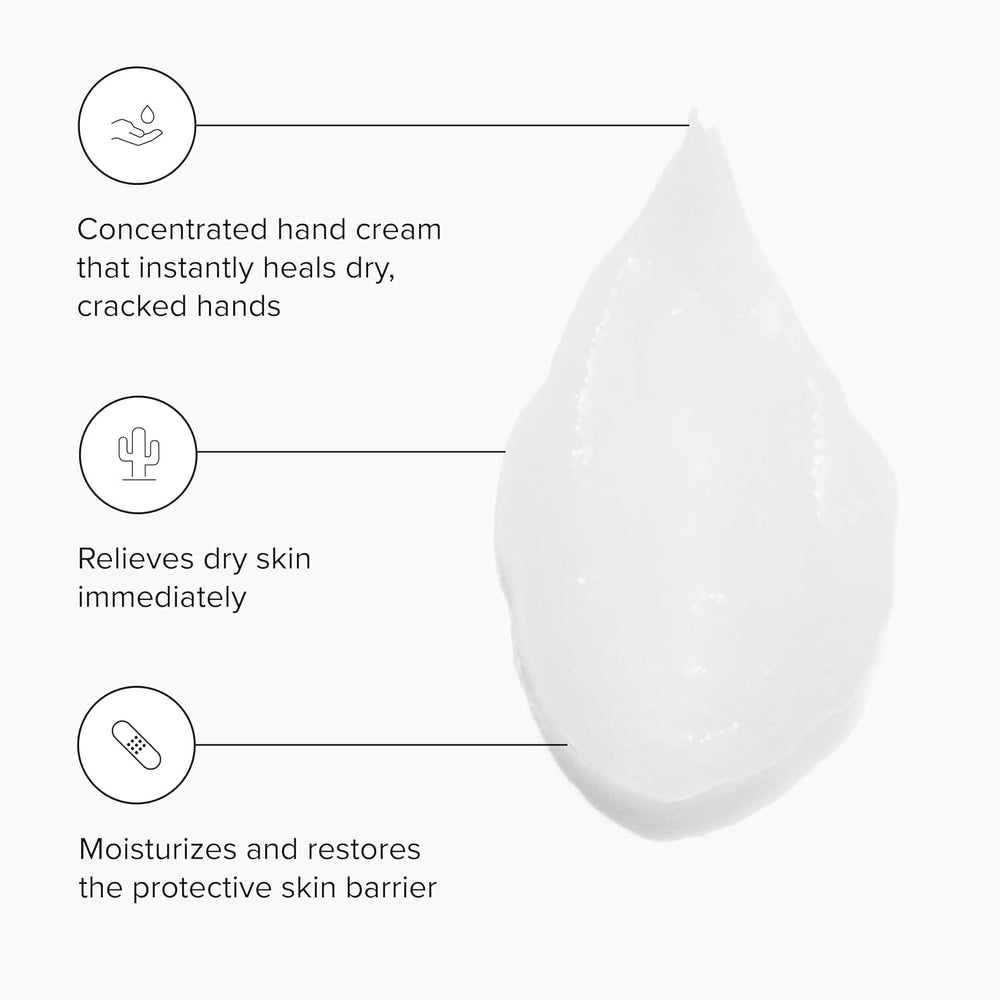 DRMTLGY crema de manos, textura ligera con absorción rápida.