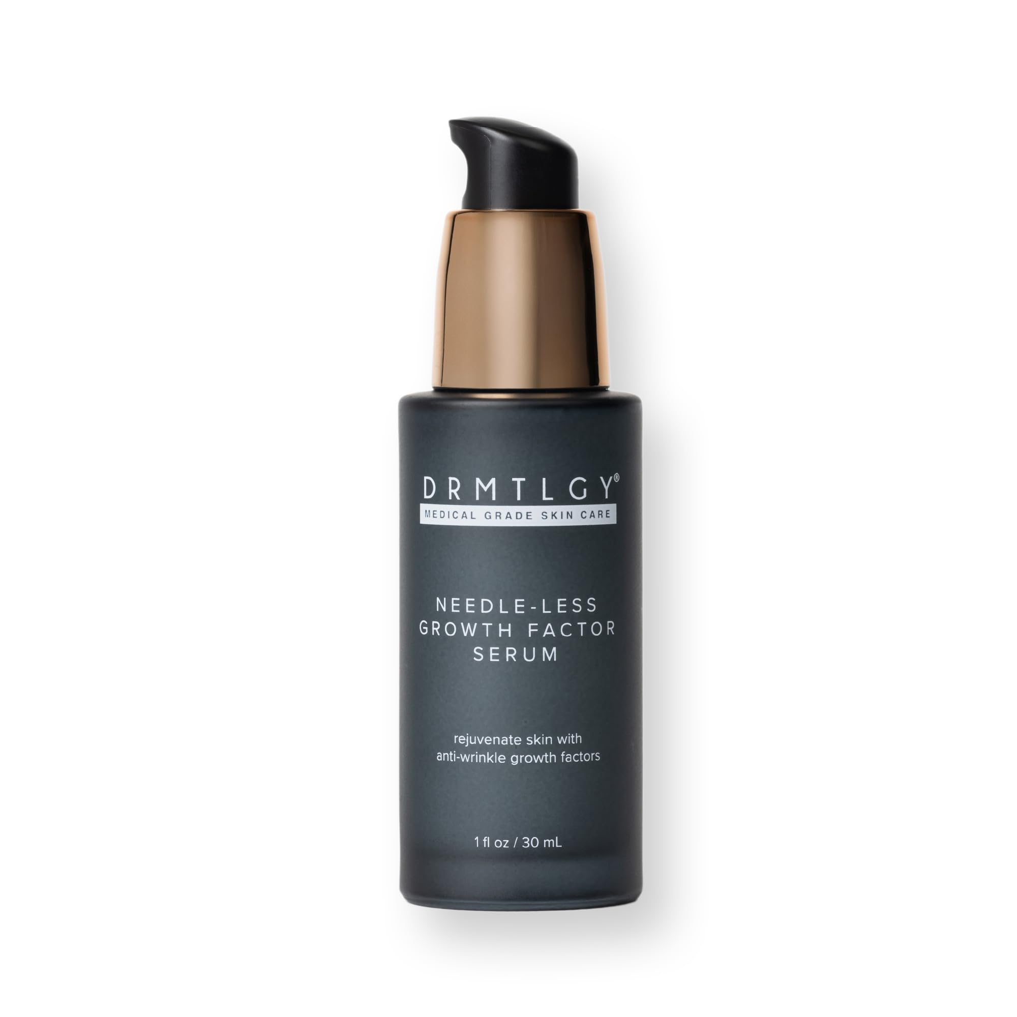 DRMTLGY growth factor serum bottle showing lightweight hydration.