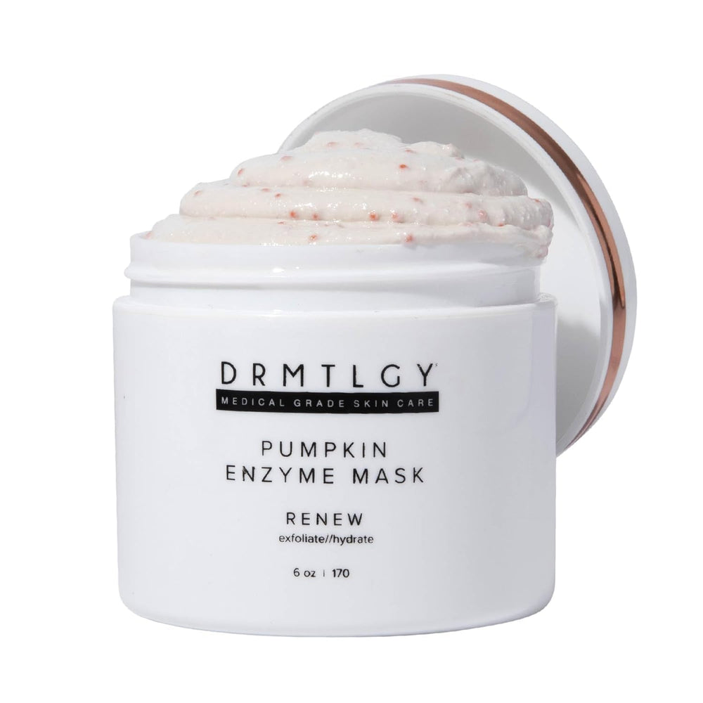 DRMTLGY Pumpkin Enzyme Mask jar showing creamy texture and gentle exfoliation