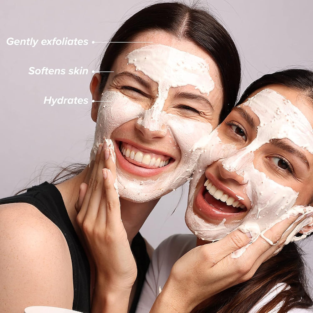 Spreading DRMTLGY mask on skin for smooth, even application