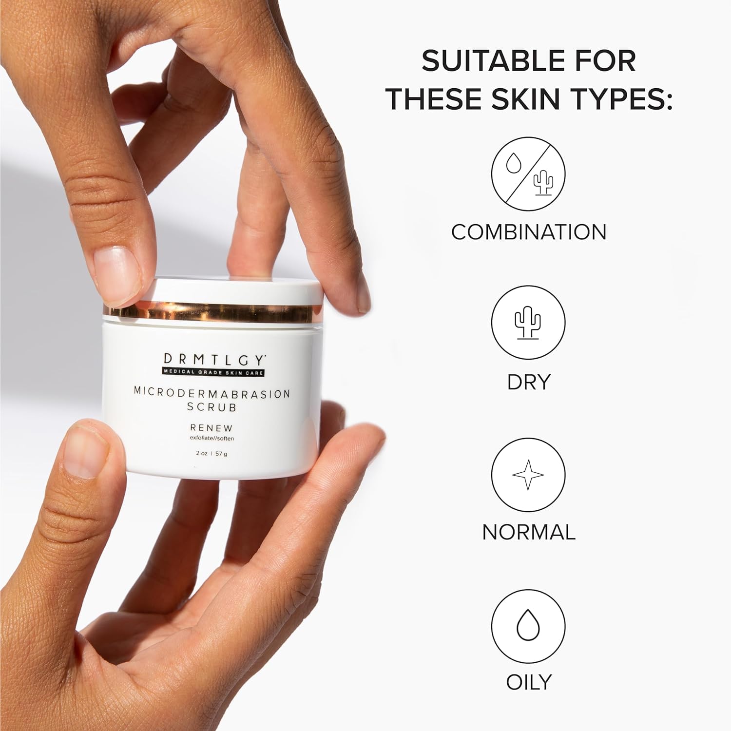 DRMTLGY smooth skin finish after use shows refined texture