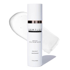 DRMTLGY SmrtSun SPF 45 bottle front showing fragrance-free daily protection.
