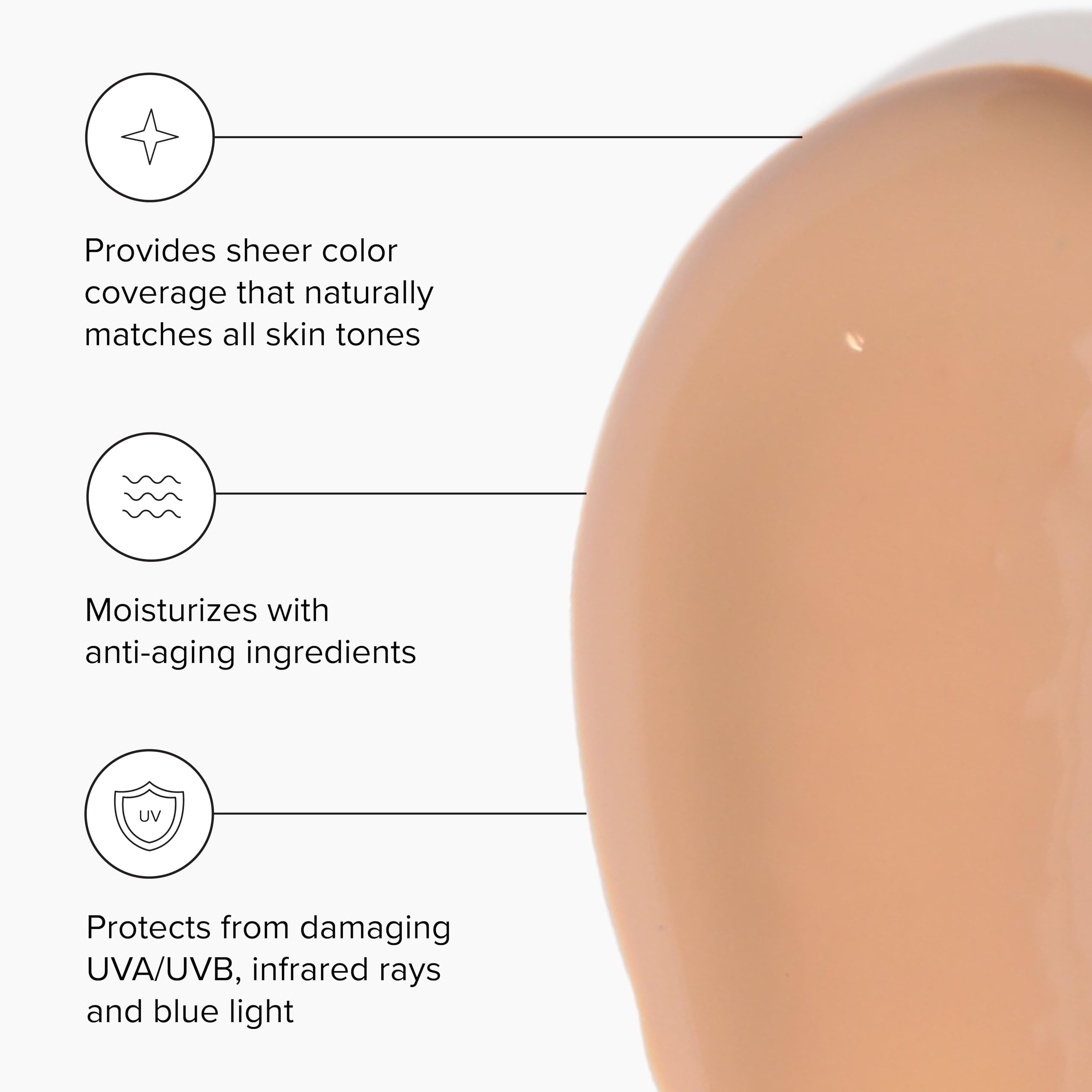DRMTLGY tinted moisturizer swatch demonstrating sheer color blending.