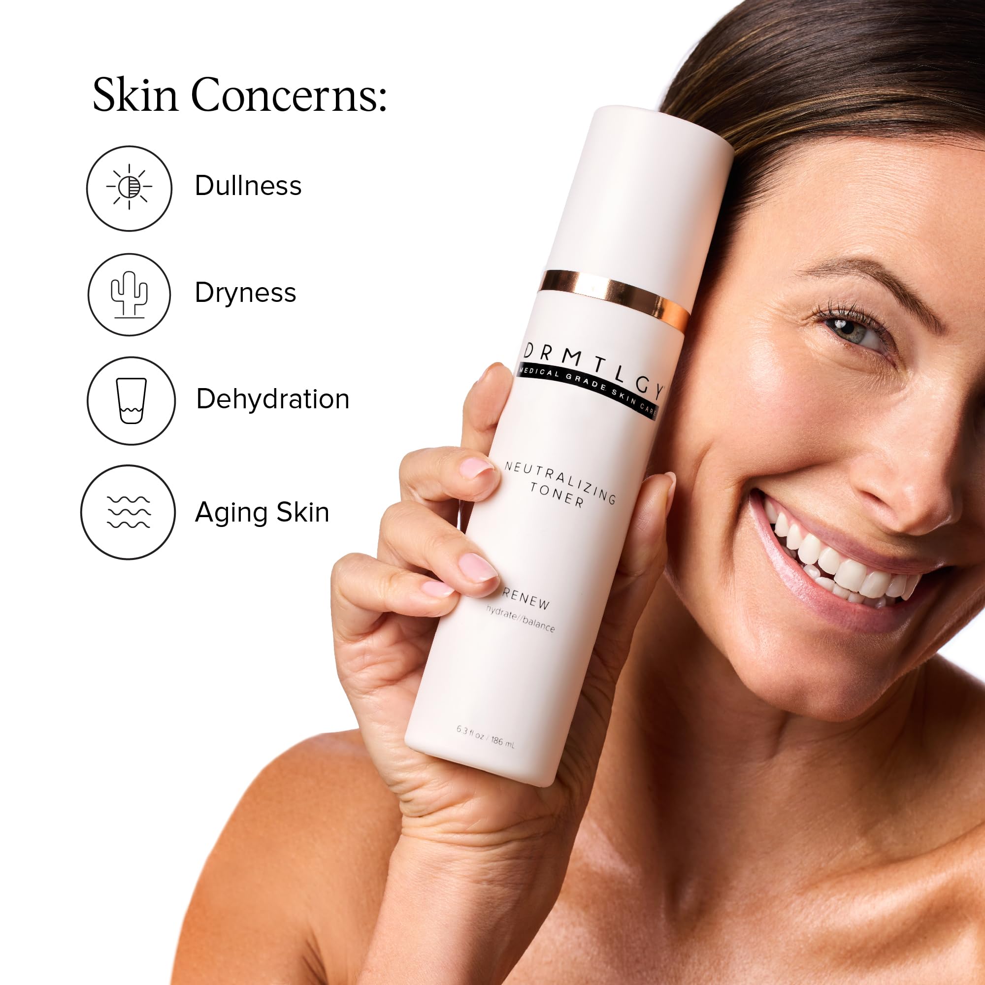DRMTLGY toner bottle on vanity with clean, minimalist design