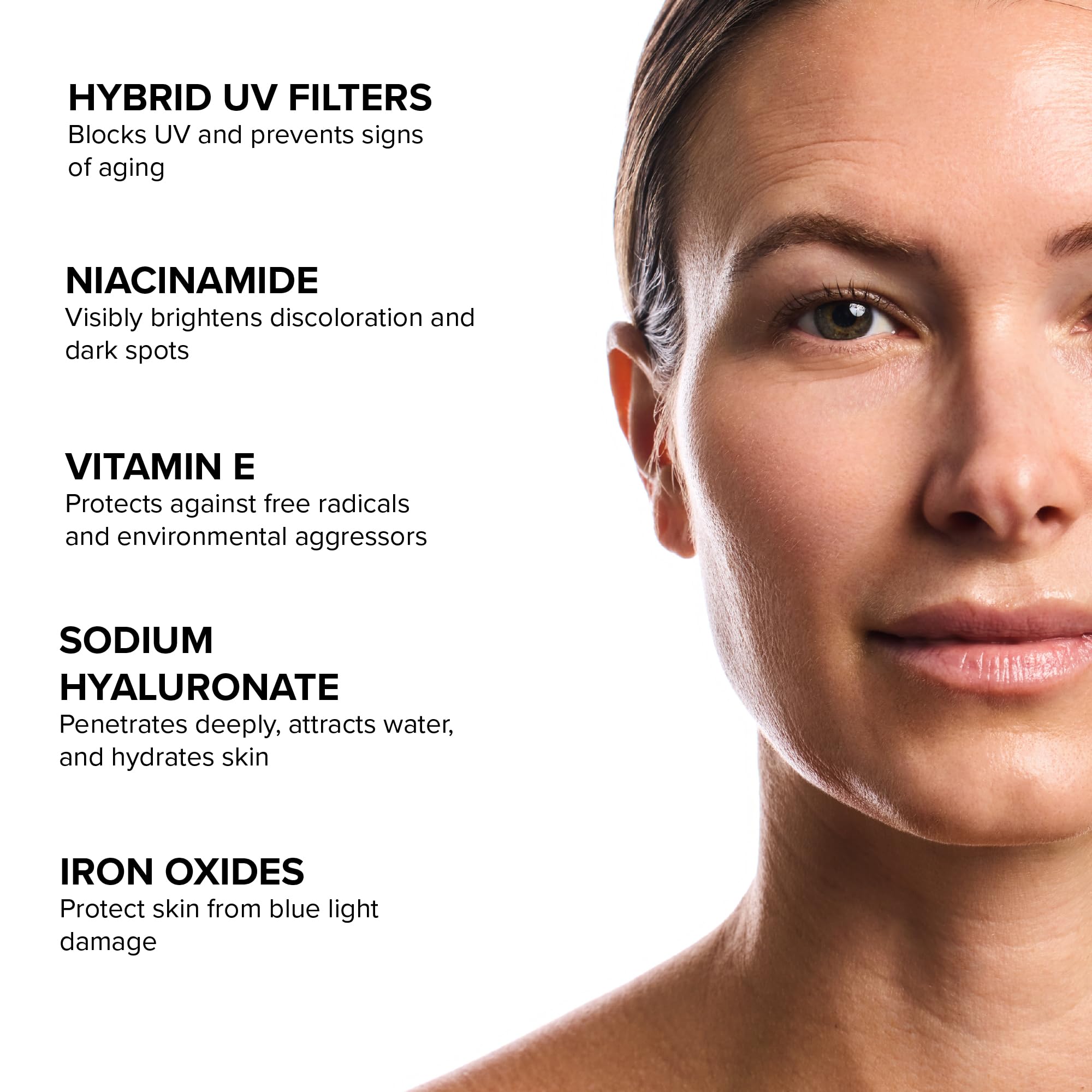 DRMTLGY Universal tint blends smoothly into diverse skin tones.