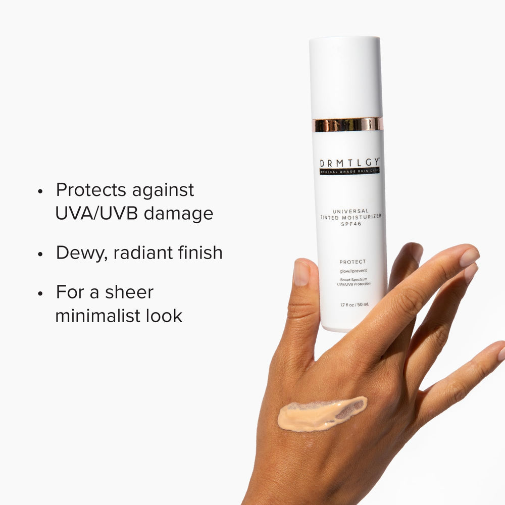DRMTLGY Universal Tinted Moisturizer SPF 46 close-up texture reveals creamy hydration