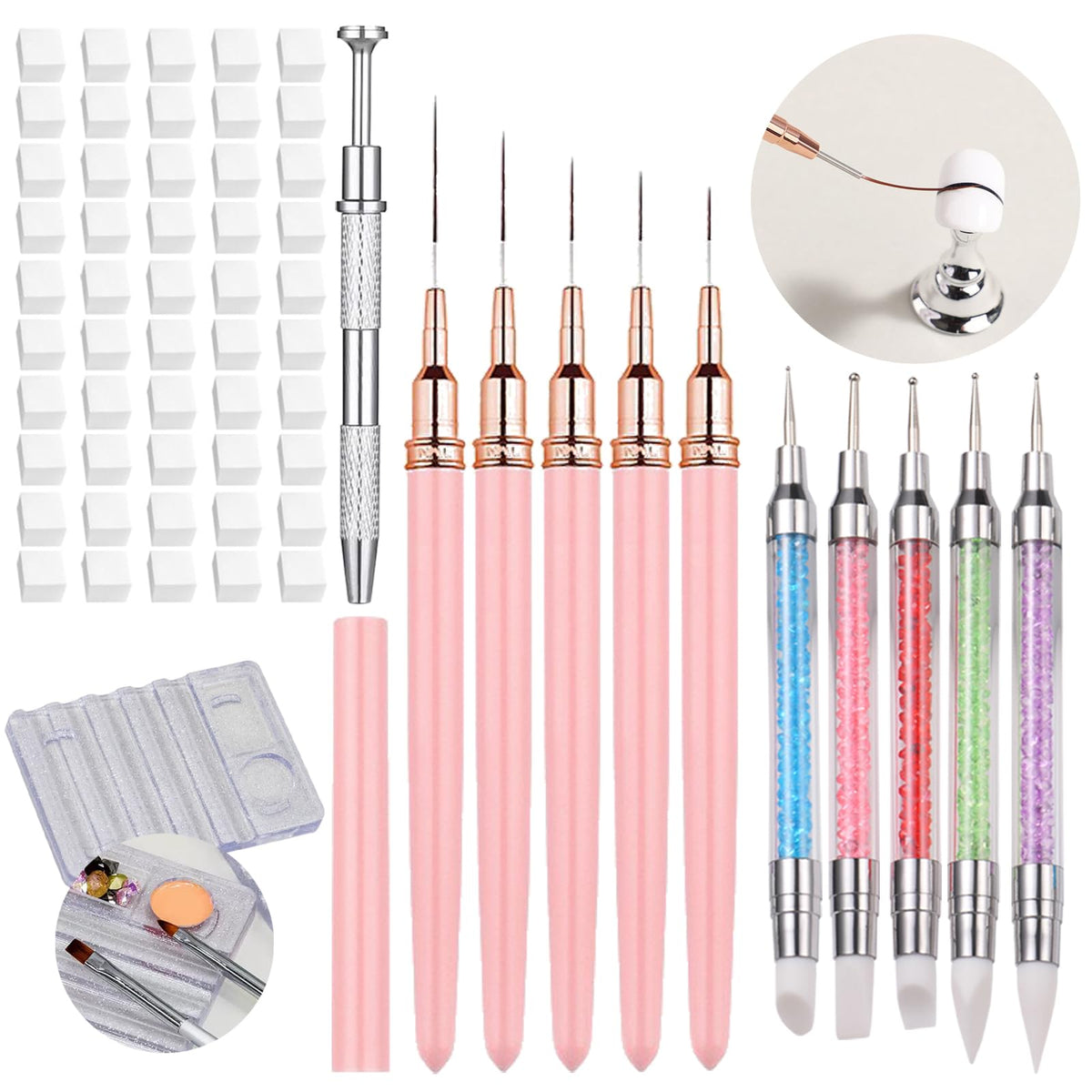 Dr.nail 62pcs nail art brushes set for precise detailing and smooth application.